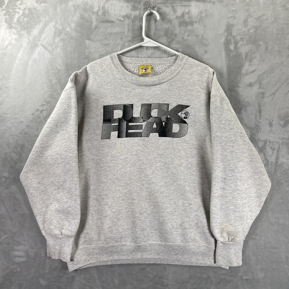VTG Duck Head Sweatshirt men's XL Vintage Crew Neck Graphic Pullover Gray 90s